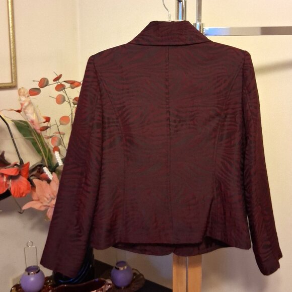 Preowned Oscar B. Women's Purple Black Printed Lined Blazer Jacket Size 10 - Picture 10 of 13